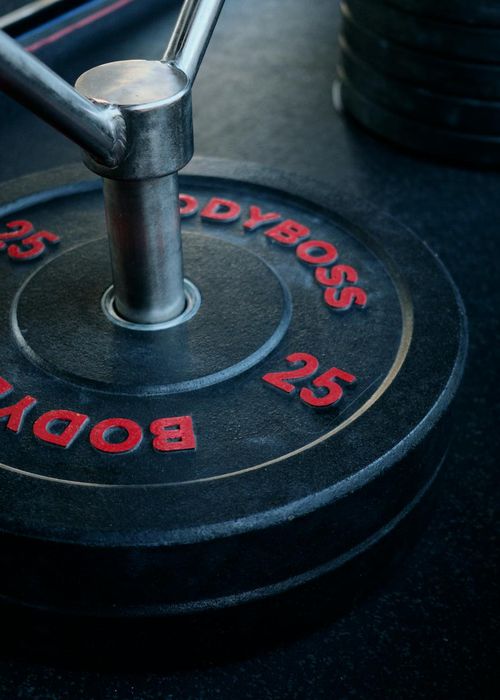 Minimalist training equipment on a dark background